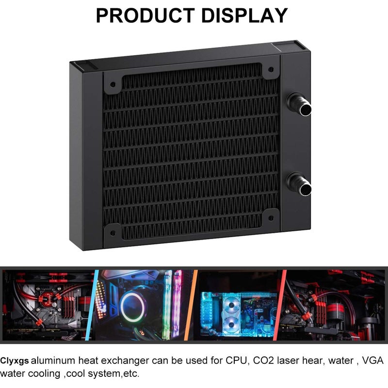 Clyxgs Water Cooling Radiator, 12 Pipe Aluminum Heat Exchanger Radiator with Tube for PC CPU Computer Water Cool System DC12V 120mm - Image 5